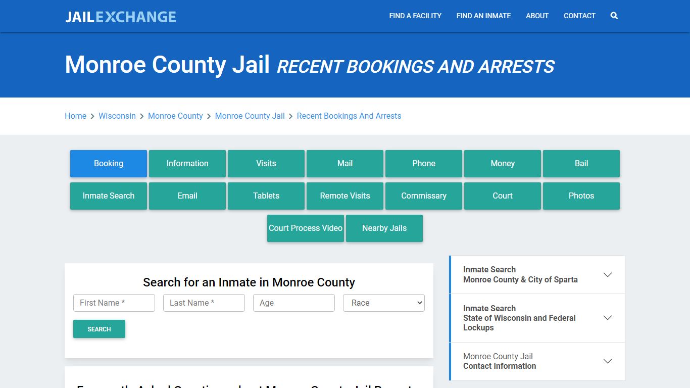 Monroe County Jail WI Recent Arrests and Bookings - Jail Exchange