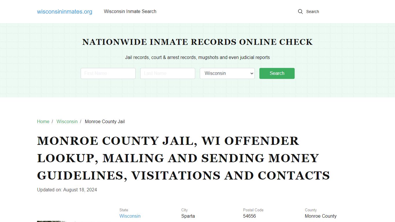 Monroe County Jail, WI: Inmate Search Options, Visitations, Contacts